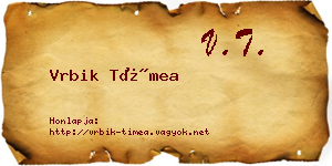 Vrbik Tímea névjegykártya